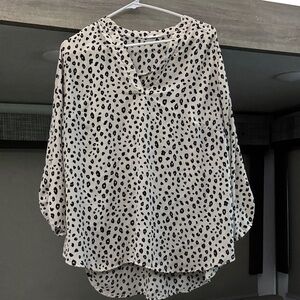 Lush Black and Cream Leopard Print Blouse